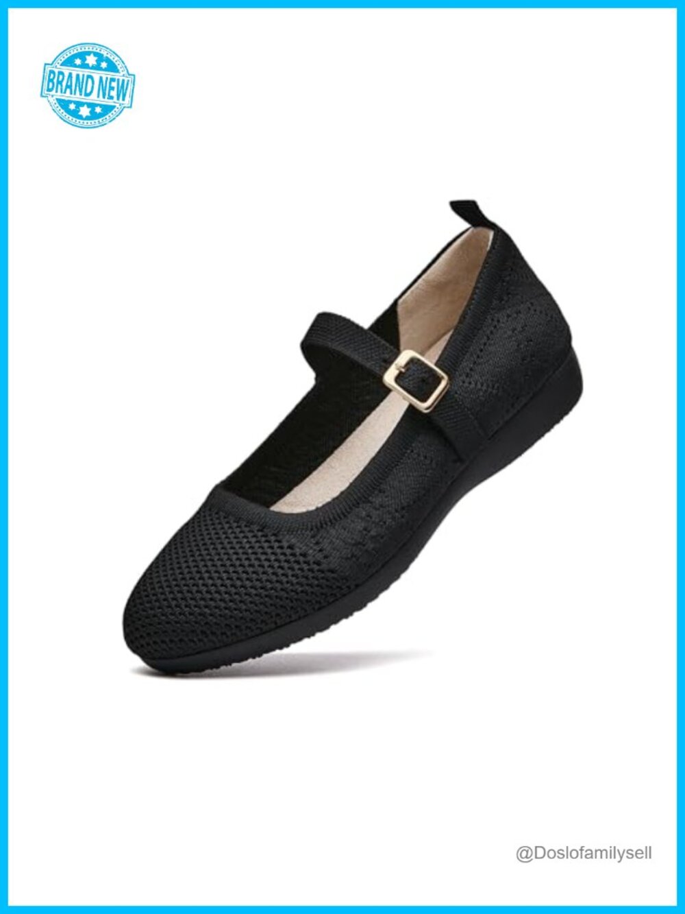 Women's Comfortable Mary Jane Flats Washable Knit Mesh Non-Slip Work Shoes